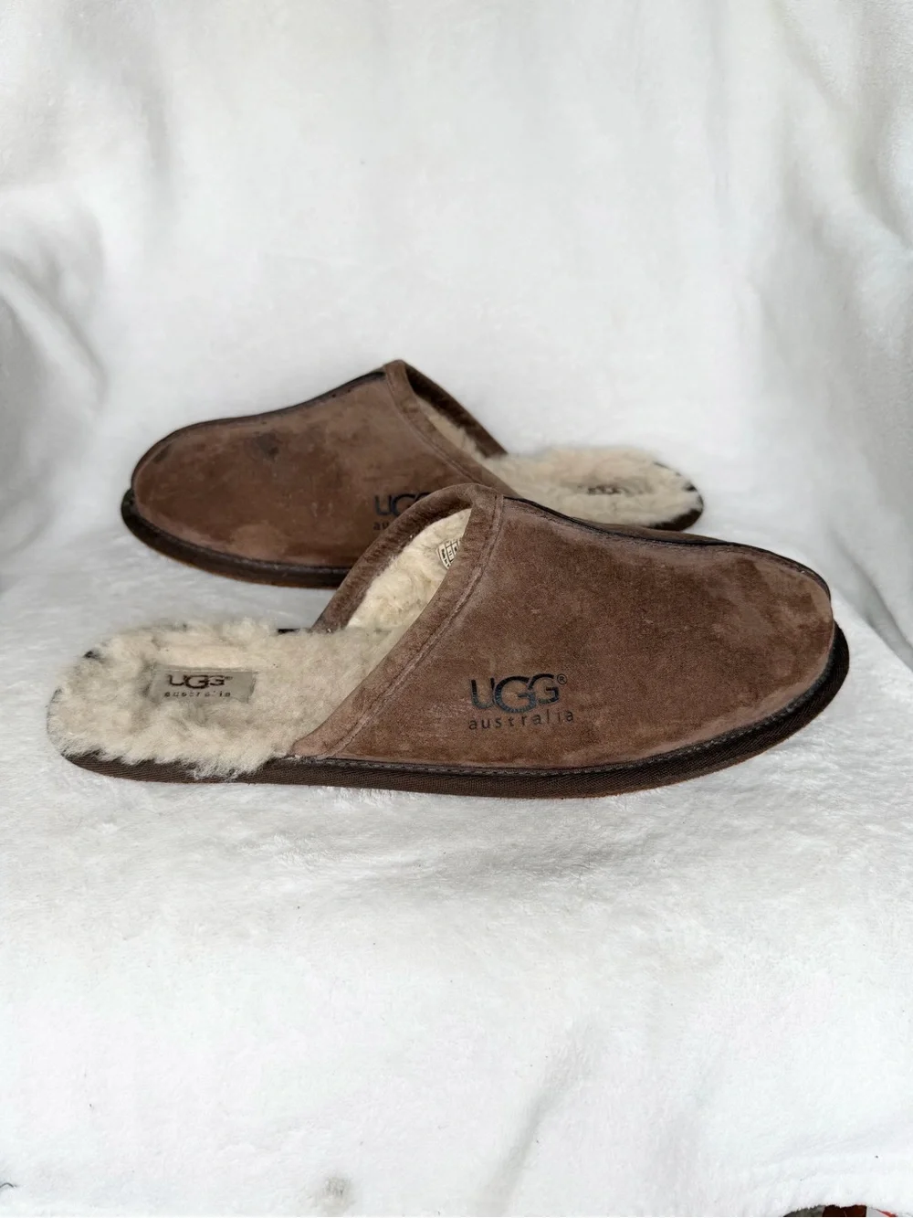 UGG Men’s Brown Suede Shearling-Lined Slip-On Mules 12